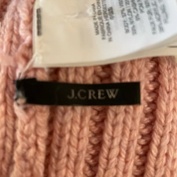 J. Crew Cashmere Blend Light Pink Knit Beanie with Faux Pom-Pom